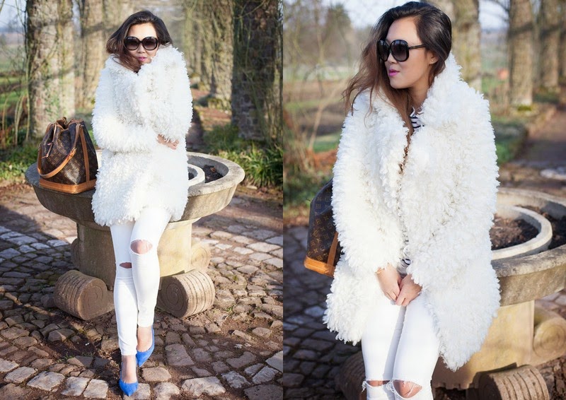 140215 Februar Edited Felljacke, Streifenshirt, Topshop Jeans